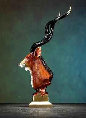 彩铜藏羚家玄关办公室头彩铜藏羚羊摆居件开业商务礼品