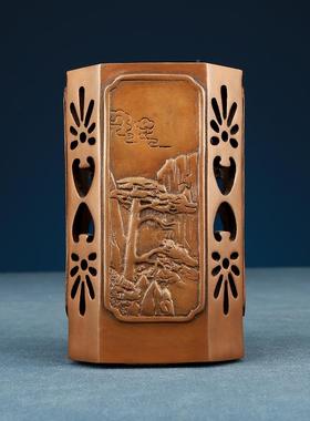 【黄山四绝】师铜筒办公桌创意笔72020黄紫筒摆件工艺笔品教节礼