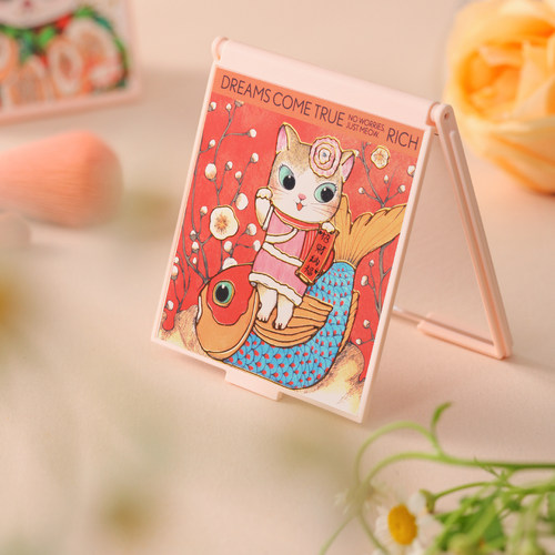 CALL ME PANDA 卡通便携小镜子 ins单面镜 猫猫图案化妆镜 M - 图3