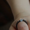 Natural obsidian ring aquamarine transfer beads