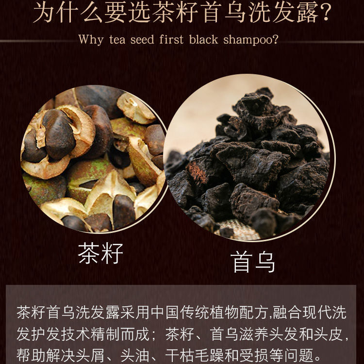 采涛茶籽首乌洗发水露去屑控油柔顺滋润丝滑改善毛躁男女士家庭装 - 图0