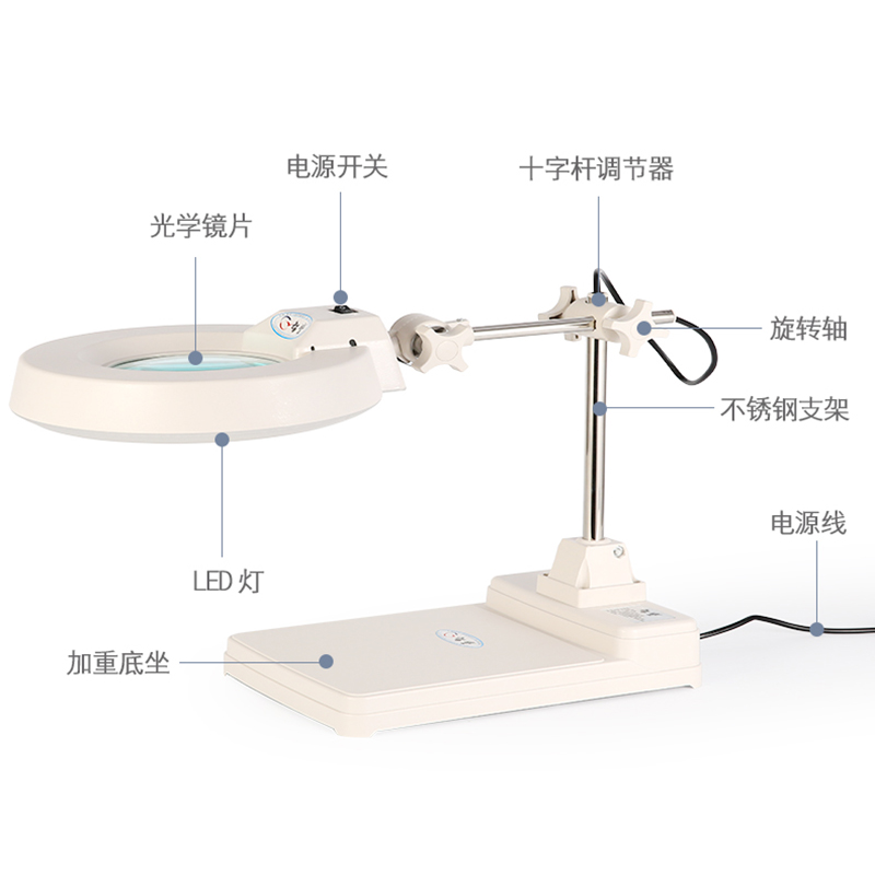 放大镜台灯 台式带灯放大镜 高倍阅读电子焊接 维修10X 20倍光学 - 图2