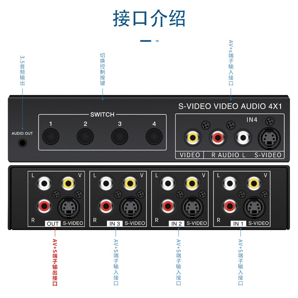 仝丽 VSSW41 S端子切换器 s端子+音视频切换器 四进一出 4进一出 - 图3