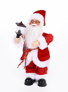 30CM电动音乐圣诞老人毛绒公仔家居摆件儿童玩具礼物圣诞装饰品