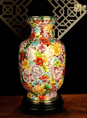 景泰蓝15寸繁花似锦灯笼瓶