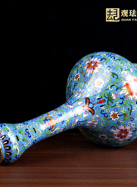 景泰蓝15寸蒜头瓶新中式装饰摆件