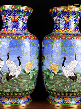 景泰蓝大花瓶仙鹤瓶长辈老人祝寿