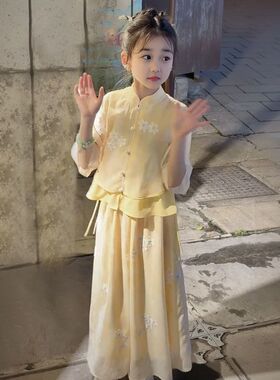 女童碎花套装夏中大童新中式女装