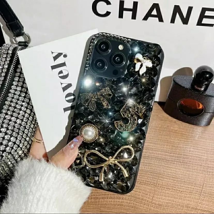适用苹果16pro手机壳15轻奢14满钻SE4蝴蝶结13女款16e水钻iphone12全包11pro防摔XS外壳7潮8时尚6Splus镶钻XR - 图1