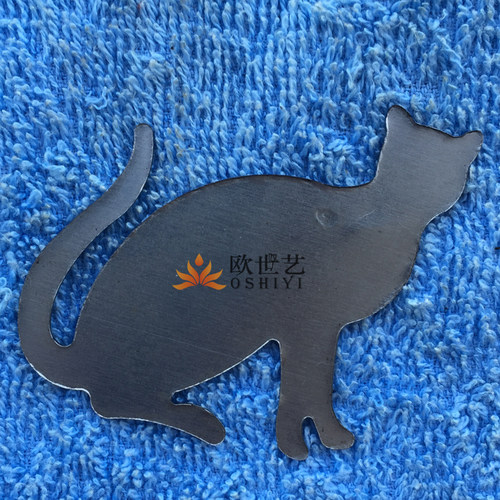 欧世艺&A405铁艺装饰冲压配件压花配件动物·平面蹲着的猫冲压花 - 图1