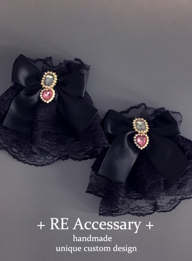 RE手作Y2K蝴蝶结蕾丝手袖 亚文化病可爱手作饰品手环lolita哥特暗