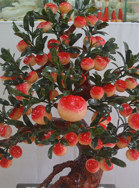 桃子树玉器盆景办公室大厅摆件