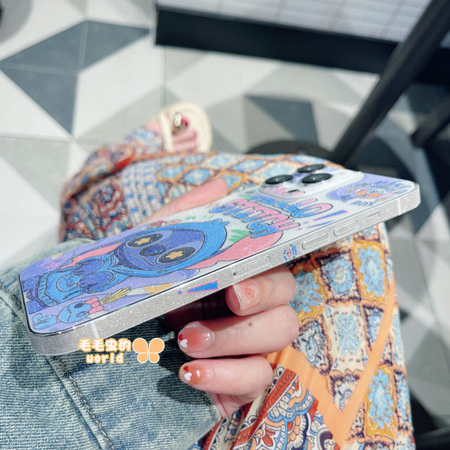 Transparent Glitter Apple Frosted Stitch Full Body Sticker