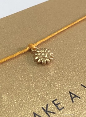 上蜡亚麻线 银镀金 迷你版雏菊 吊坠 许愿手绳 美国Dogeared正品