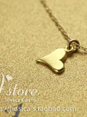 快乐的心银镀金银本色项链爱心