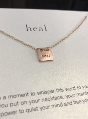 银镀金许愿项链※mantra银镀玫瑰金【heal】小方牌Dogeared正品