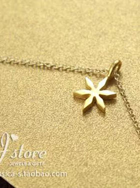 星星花 许愿项链 925银镀金锁骨链 金色项链 美国Dogeared正品