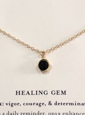 六边形边框 樱桃水晶 黑玛瑙 贝母 天然石守护 项链 Dogeared正品