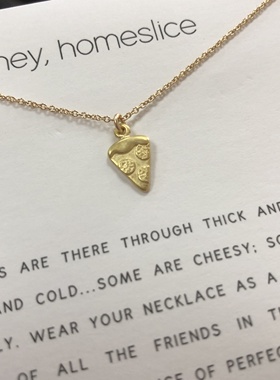 披萨 锁骨链 许愿项链 银镀金 金色饰品 美国 Dogeared 正品