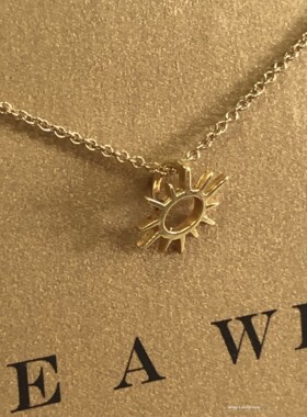 太阳光芒锁骨链 银镀金许愿项链 线条太阳 美国 Dogeared正品
