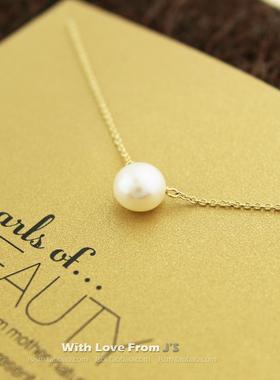 pearls of 天然淡水白色大珍珠锁骨链项链 美国Dogeared正品