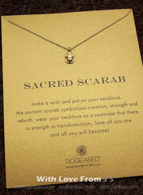 圣甲虫独角仙 甲壳虫 许愿项链 银镀金锁骨链 美国Dogeared正品