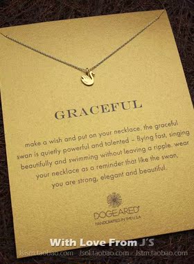 优美的天鹅 许愿项链 银镀金锁骨链 银色 美国Dogeared正品