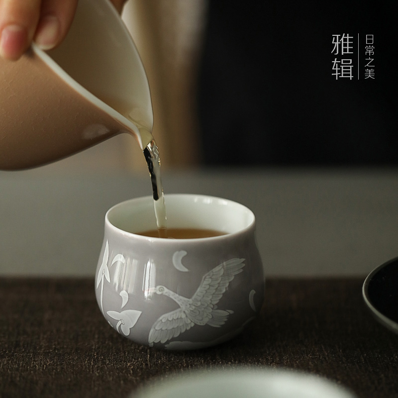 雅辑 青玉丁香  双色公道杯陶瓷匀杯 高温颜色釉 茶道配件