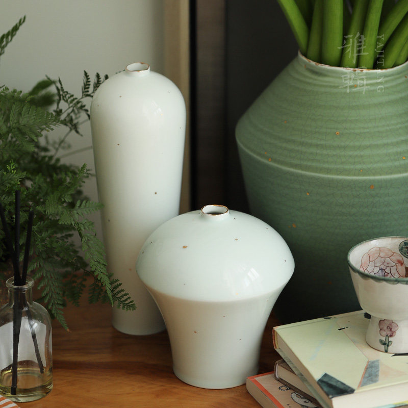 雅集堂素颜青白瓷花器花瓶花插新式梅瓶茶室家居空间陈设y 雅辑雅集堂 淘优券