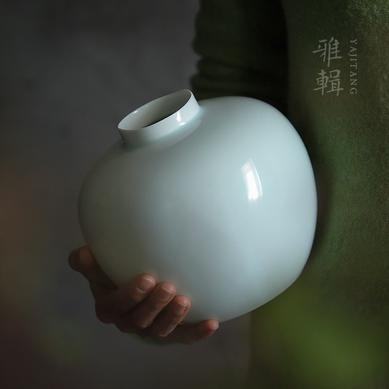 雅集堂圆融青白瓷大花瓶花插花器家居空间茶席陈设y 雅辑雅集堂 淘优券
