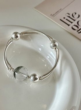 新品 清冷感水晶手链女 通体925纯银 天然绿幽灵水晶 清透又高级