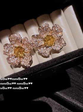 奥地利复古繁花宝石花藤项链 Vintage镀18K金 富贵花锆石耳环套装