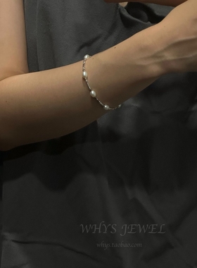 WHYs简约珍珠碎银子纯银手链