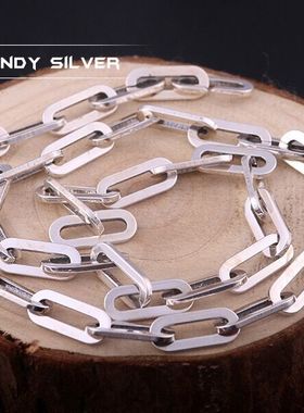 韩国回形针重工925纯银项链情侣