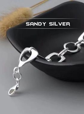 韩国定制几何质感厚实925纯银环扣气质极简手链女