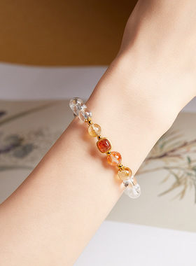 天然水晶S925银流苏转运手链女