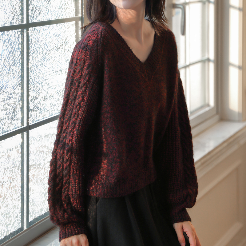 毛儿手作 暖熙女士羊绒毛衣材料包 棒针手工编织diy制作 暖冬月影 - 图1