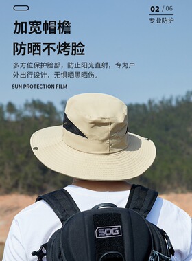 渔夫帽户外钓鱼男帽子夏季薄款防紫外线女遮阳速干防晒透气登山帽