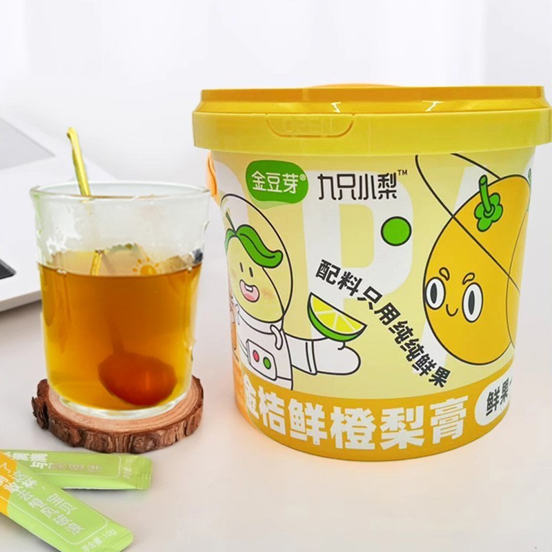 金豆芽九只小梨纯梨膏金桔橙苹果山楂膏老人孩子桶装正品泡水喝 - 图0