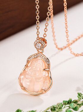 2024新款仿玉髓弥勒佛项链新中式国潮佛公吊坠项饰小众笑佛锁骨链