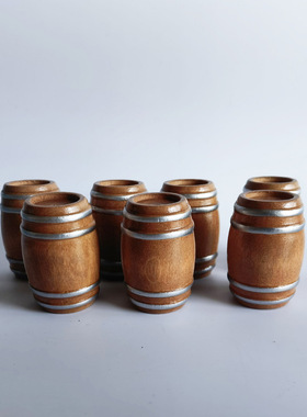 Dollhouse场景娃娃屋酒吧配件道具迷你老式木圆桶啤酒桶 袖珍模型