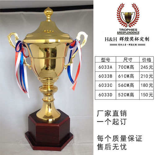 辉煌大奖杯定制总冠军足球篮球比赛各种大型赛事奖杯奖牌免费做字 - 图0