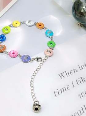 美飒双面彩色多巴胺m豆甜甜圈项链精致高级气质ins网红风锁骨链女