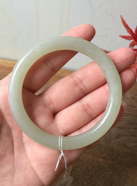 天然正品和田玉青海料青白玉手镯