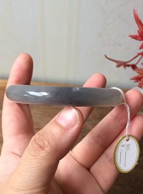 天然和田玉烟青玉石正圈手镯女款