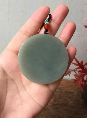 天然新疆和田玉青白玉弥勒佛吊坠