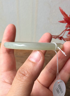 天然和田玉青海料青白玉细圆条镯
