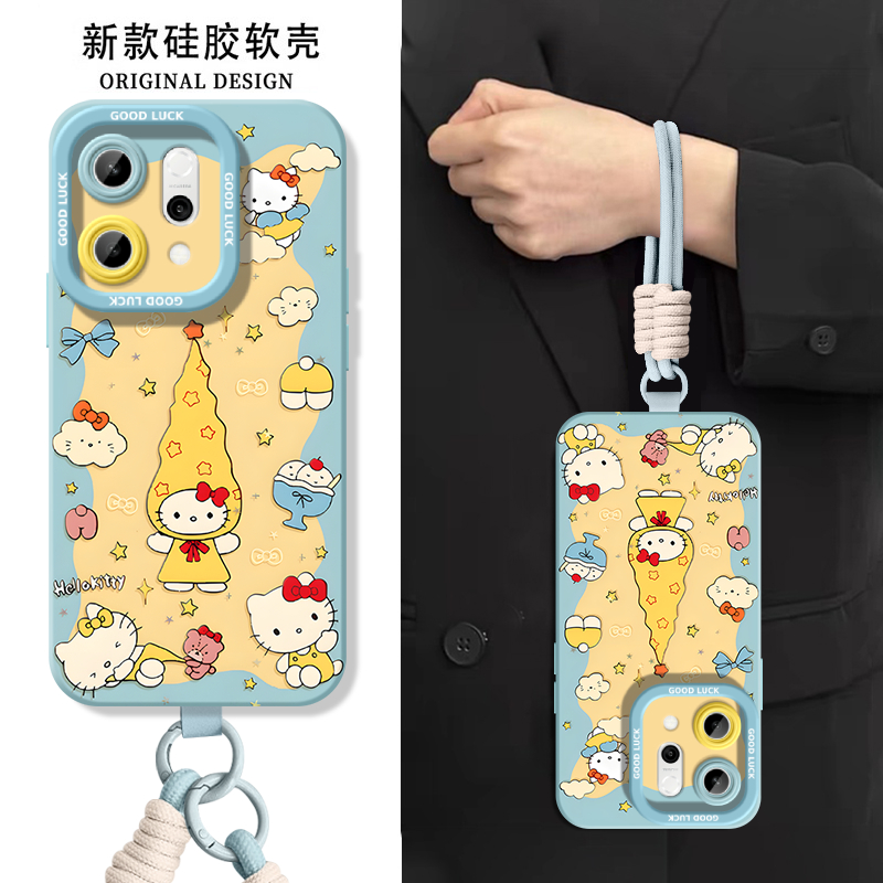 适用oppoReno14手机壳Reno14pro保护套Rone13新款OPPO硅胶12凯蒂猫kt女11全包10防摔Reon9外壳8挂绳7高级6女5 - 图2