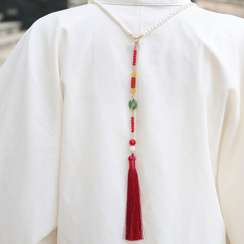 长背云流苏古风汉服旗袍软璎珞后压流苏超仙长流苏发饰衣服装饰品 - 图1