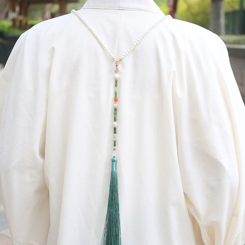 长背云流苏古风汉服旗袍软璎珞后压流苏超仙长流苏发饰衣服装饰品 - 图0
